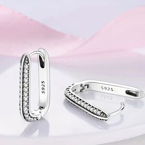 Sterling Silver 925 U-Shaped Hoop Earrings